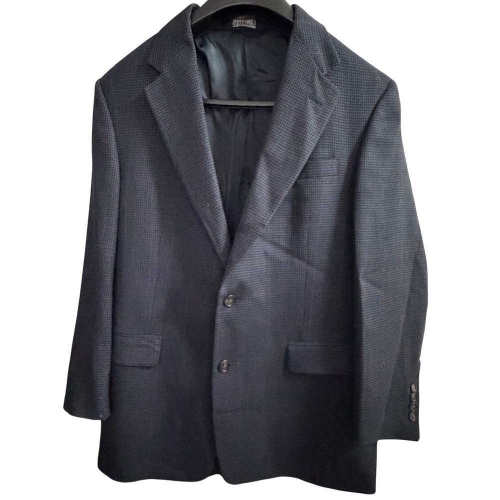 BURBERRYS Wool Houndstooth Check Blazer Sport Coat Navy Grey 42R